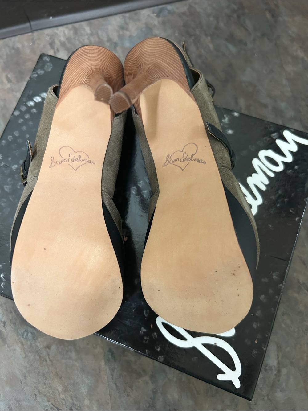 Sam Edelman Tan & Black Leather Suede Platform Heels Size 8 BRAND NEW BOX Size 8 - Picture 11 of 16